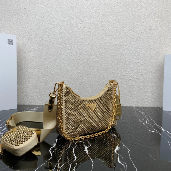 Pra*a re-edition 2005 satin bag with crystals