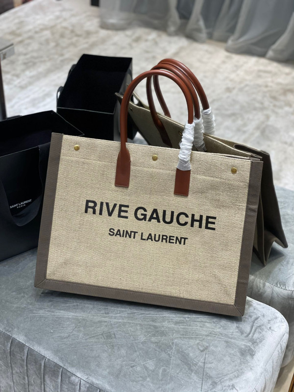 Y*L rive gauche tote bag in linen and leather