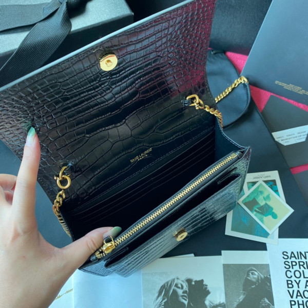 Y*L sunset in crocodile-embossed shiny leather