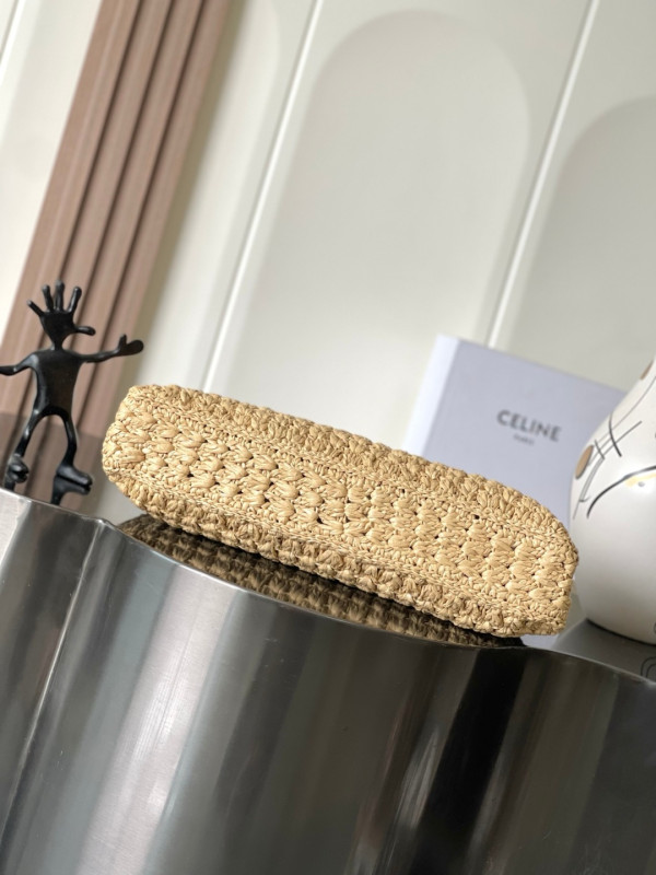 CELIN* CABAS TRIANGLE IN RAFFIA AND CALFSKIN