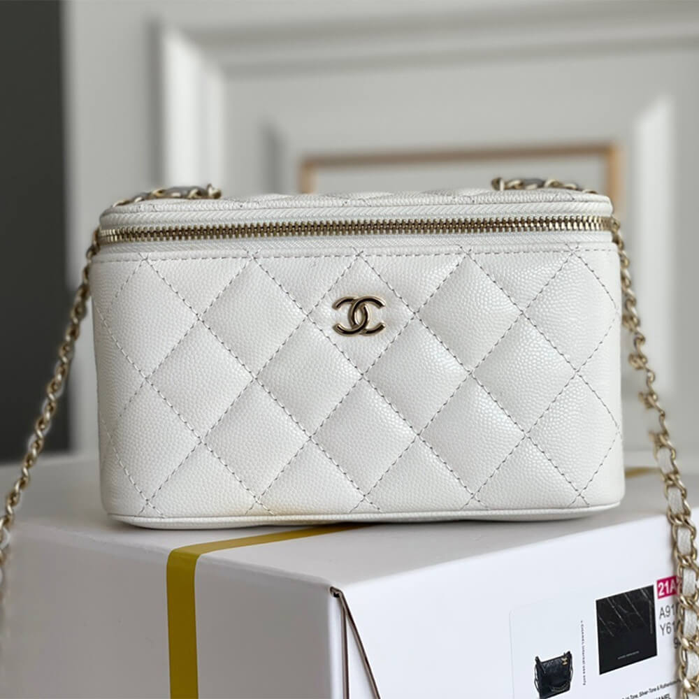 Ch*el long box cosmetic bag