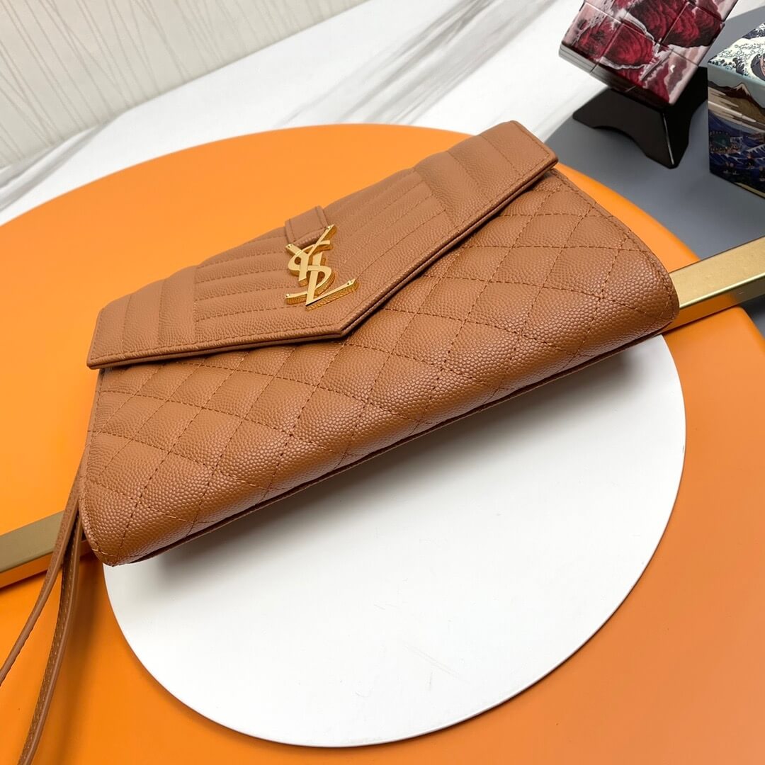 YSL CASSANDRE matelassé leather flap clutch