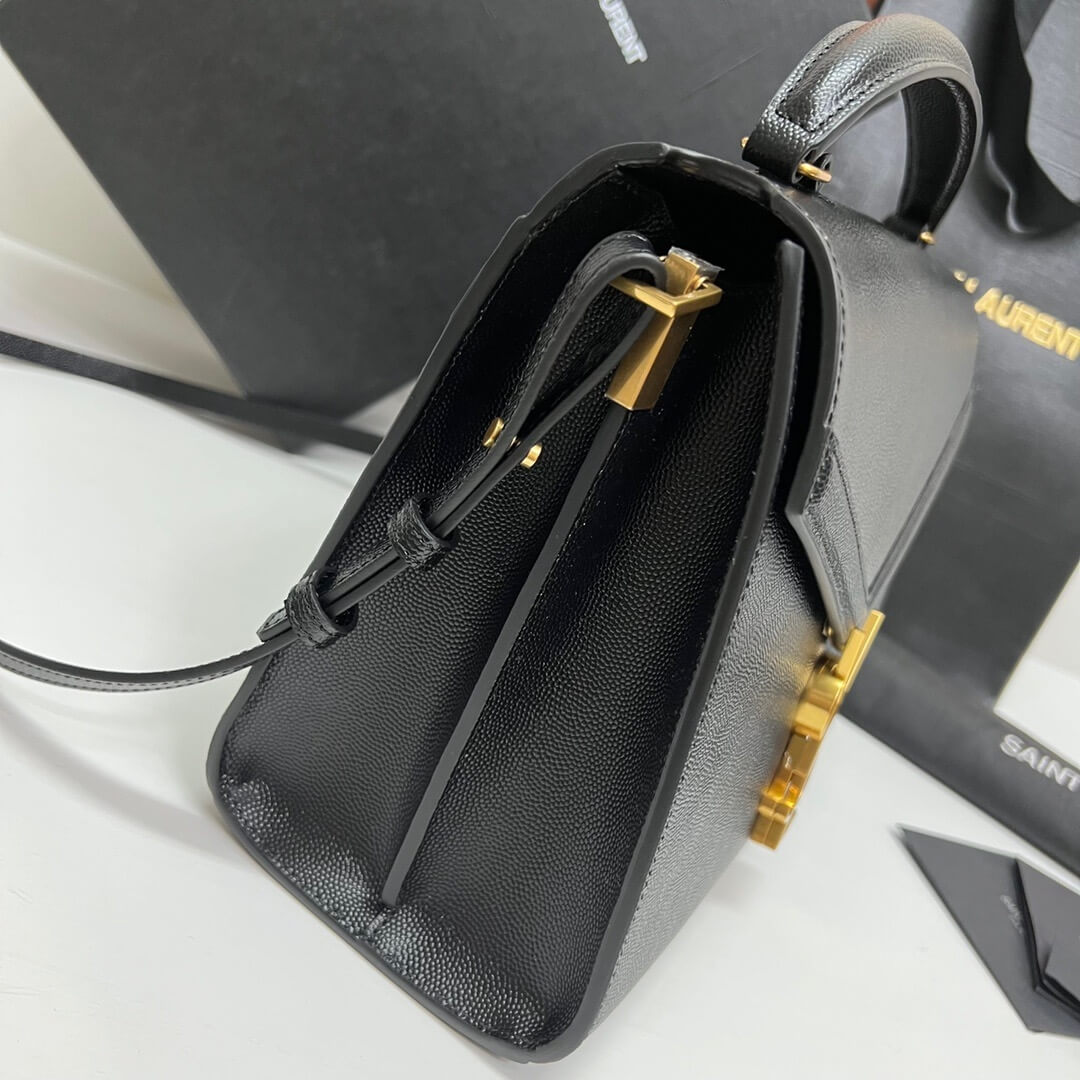 YSL CASSANDRA Medium Grainy Embossed Leather Top Handle Bag