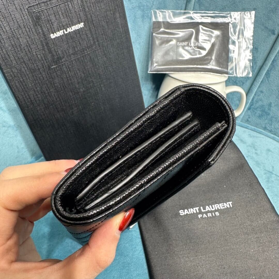 YSL CASSANDRE MATELASSÉ LARGE FLAP WALLET IN GRAIN DE POUDRE LEATHER