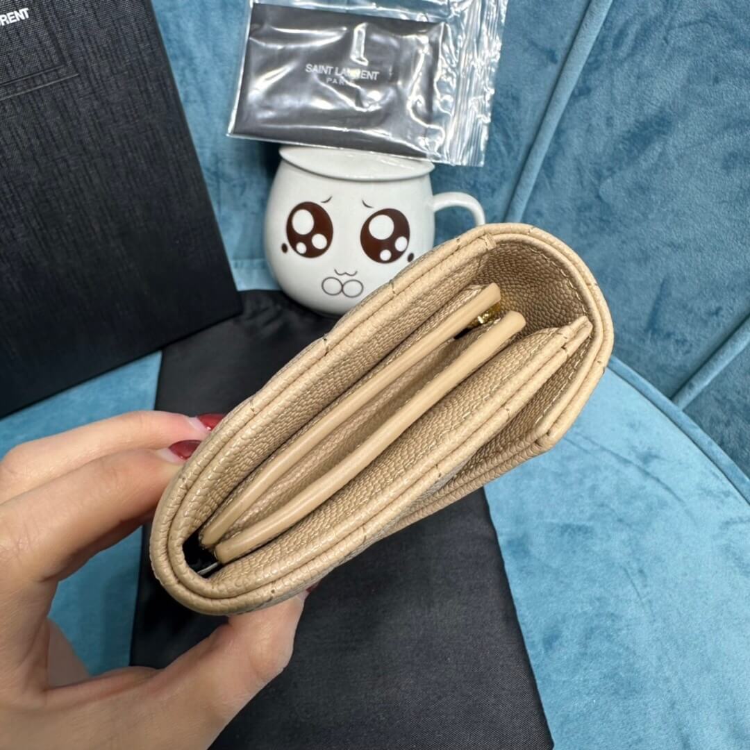 YSL CASSANDRE MATELASSÉ LARGE FLAP WALLET IN GRAIN DE POUDRE LEATHER