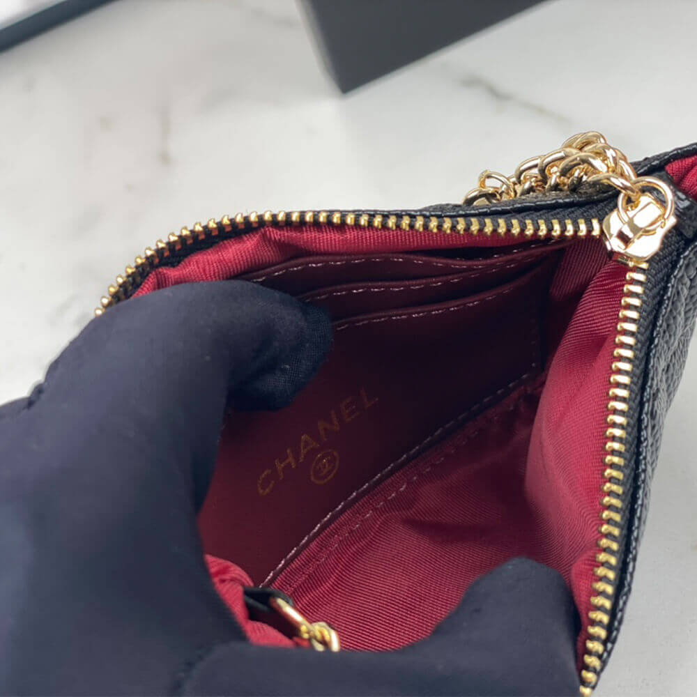 Ch*el classic small zip clutch