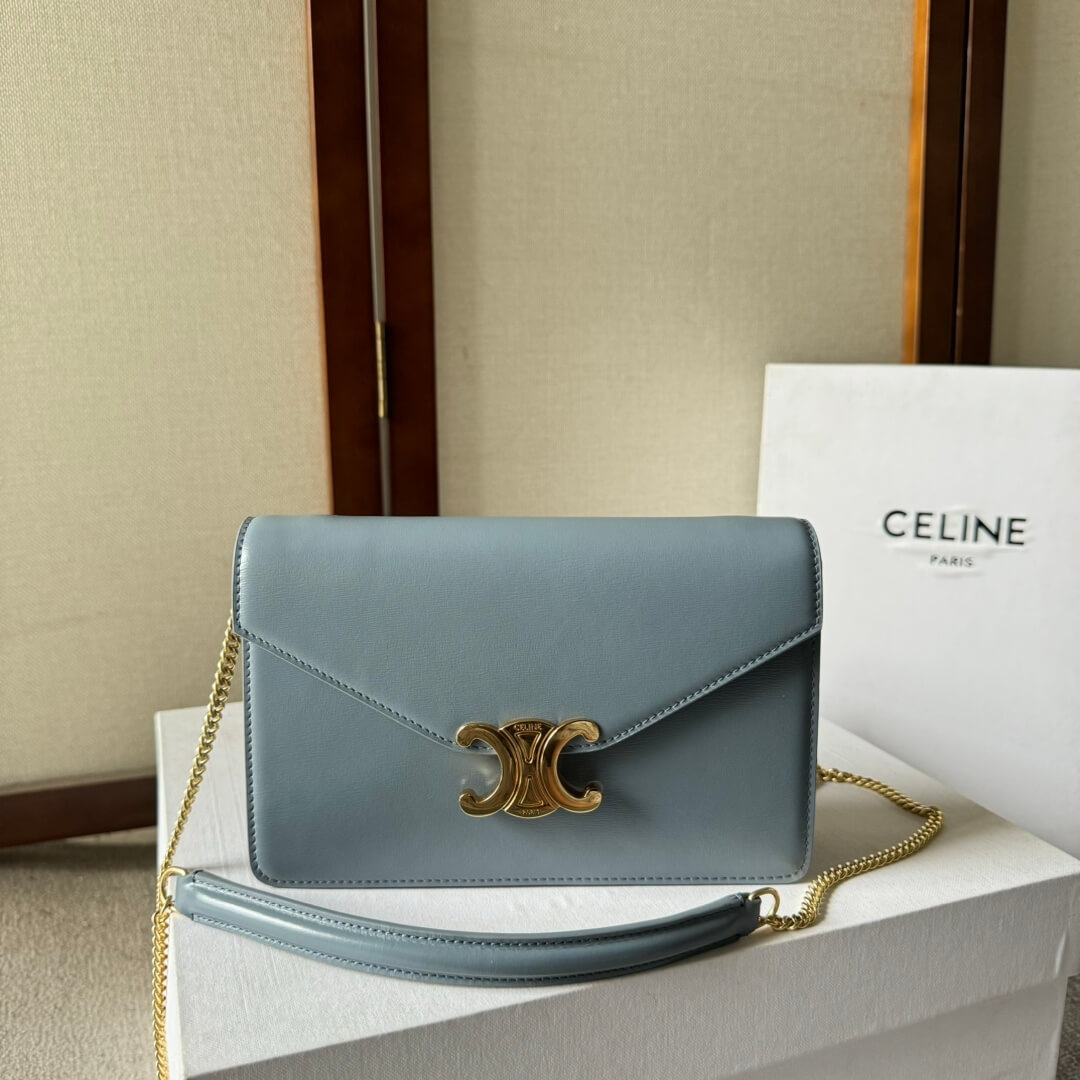 Ce**e margo shiny calfskin leather chain wallet