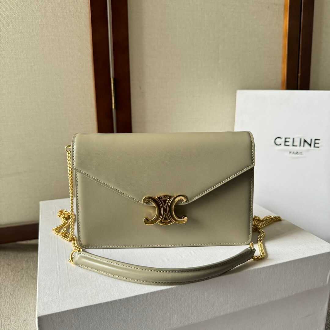 Ce**e margo shiny calfskin leather chain wallet