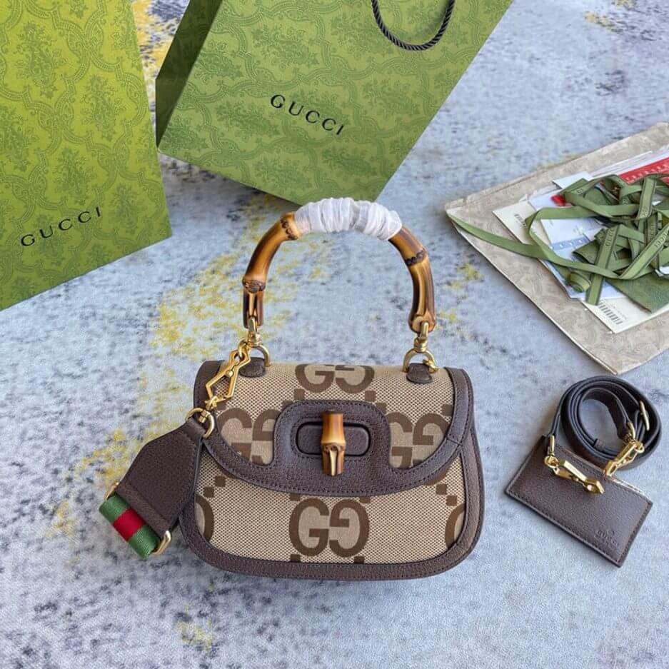 G*u*i bamboo 1947 jumbo gg small top handle bag