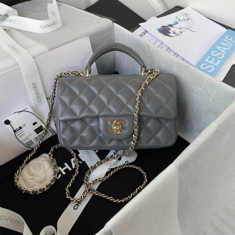 Ch*el mini classic handbag with top handle