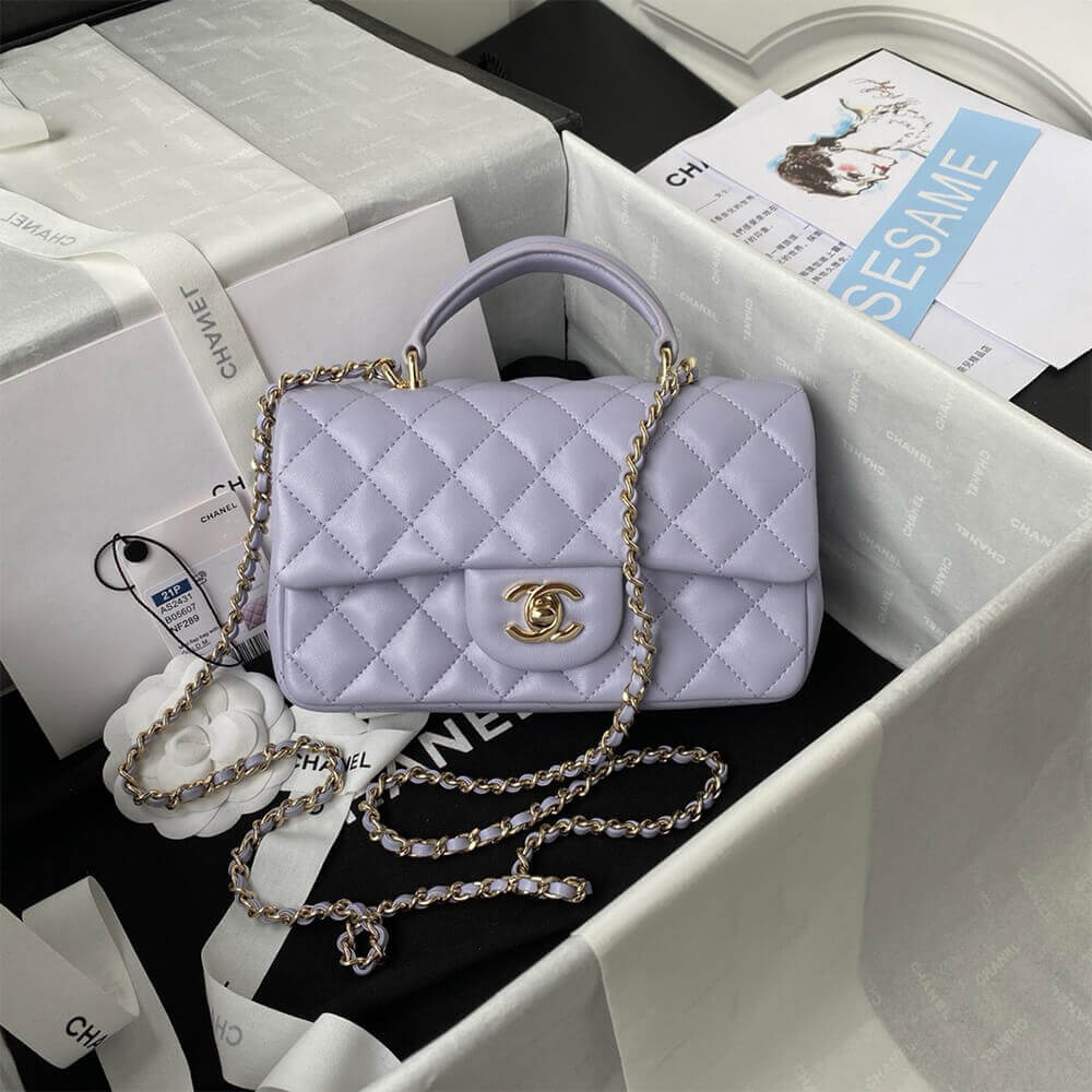 Ch*el mini classic handbag with top handle