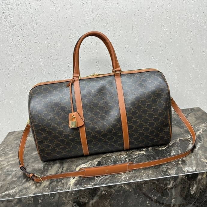 Ce**e large travel bag in logo print and calfskin