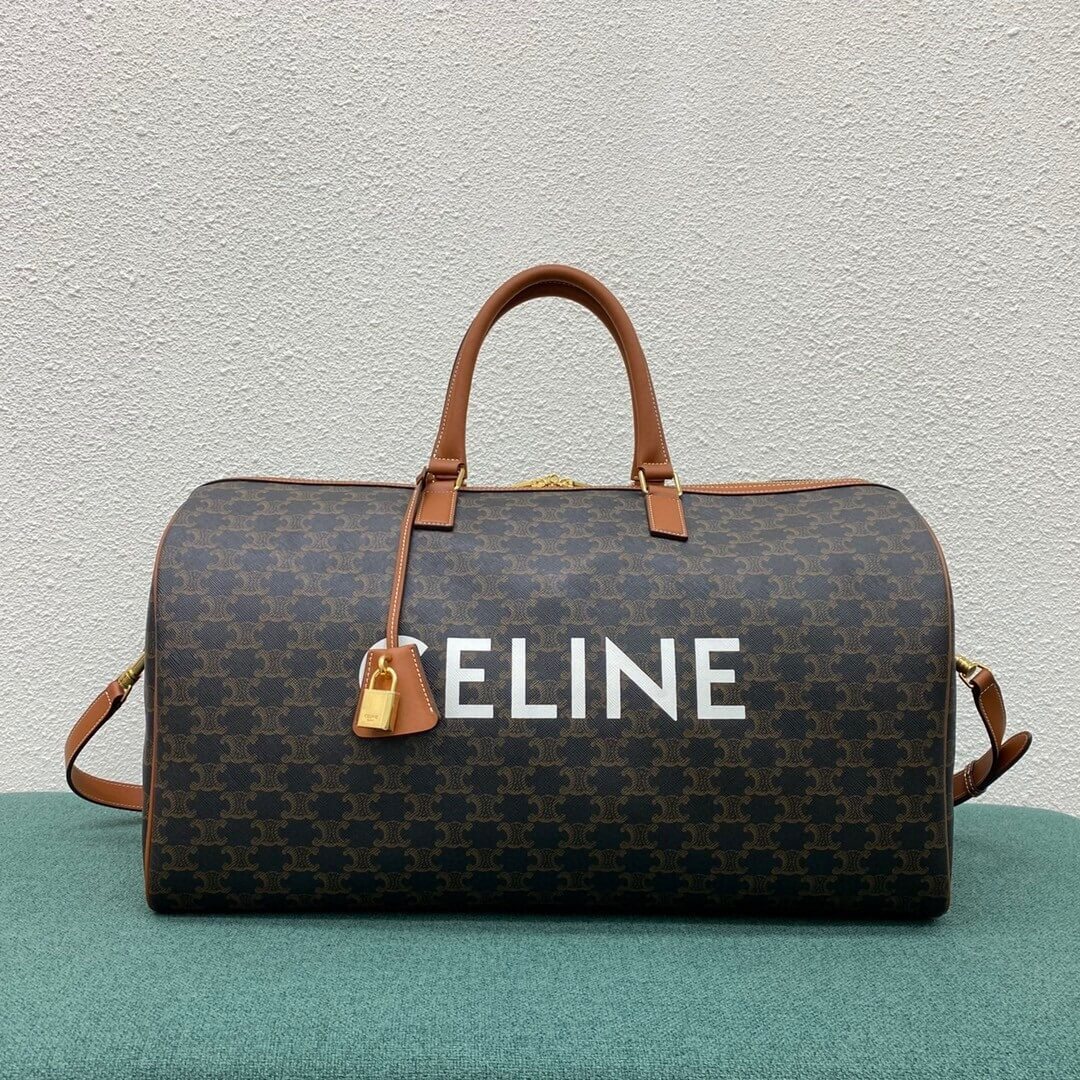 Ce**e large travel bag in logo print and calfskin