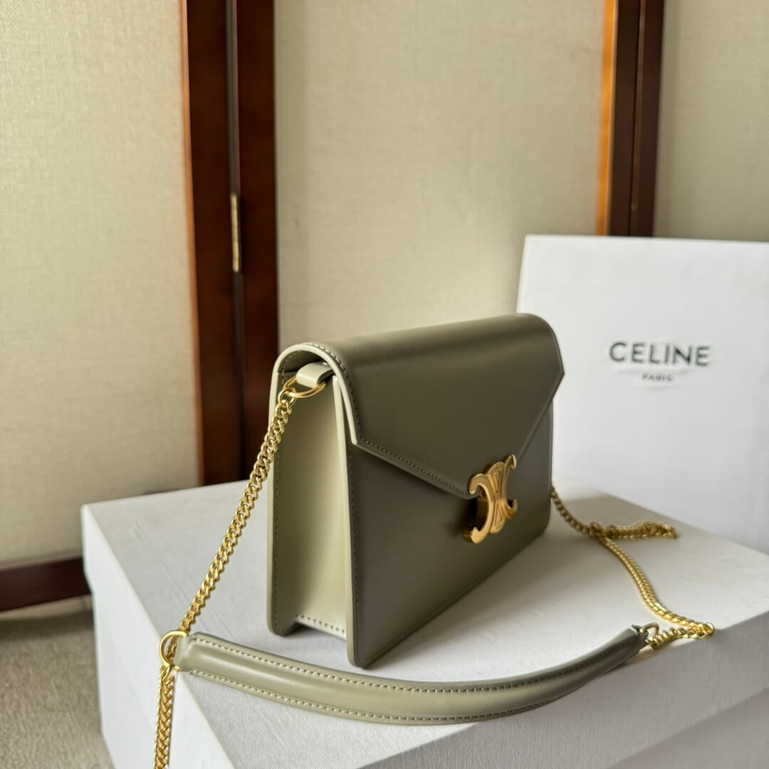 Ce**e margo shiny calfskin leather chain wallet