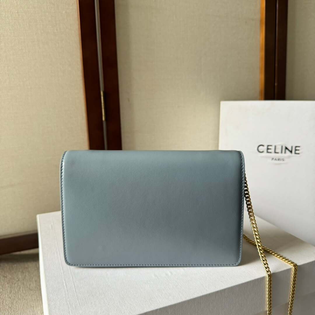 Ce**e margo shiny calfskin leather chain wallet