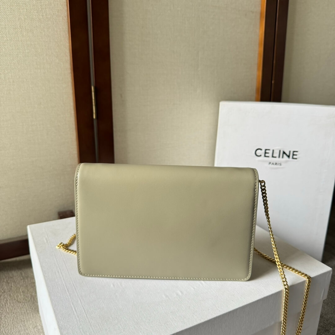 Ce**e margo shiny calfskin leather chain wallet