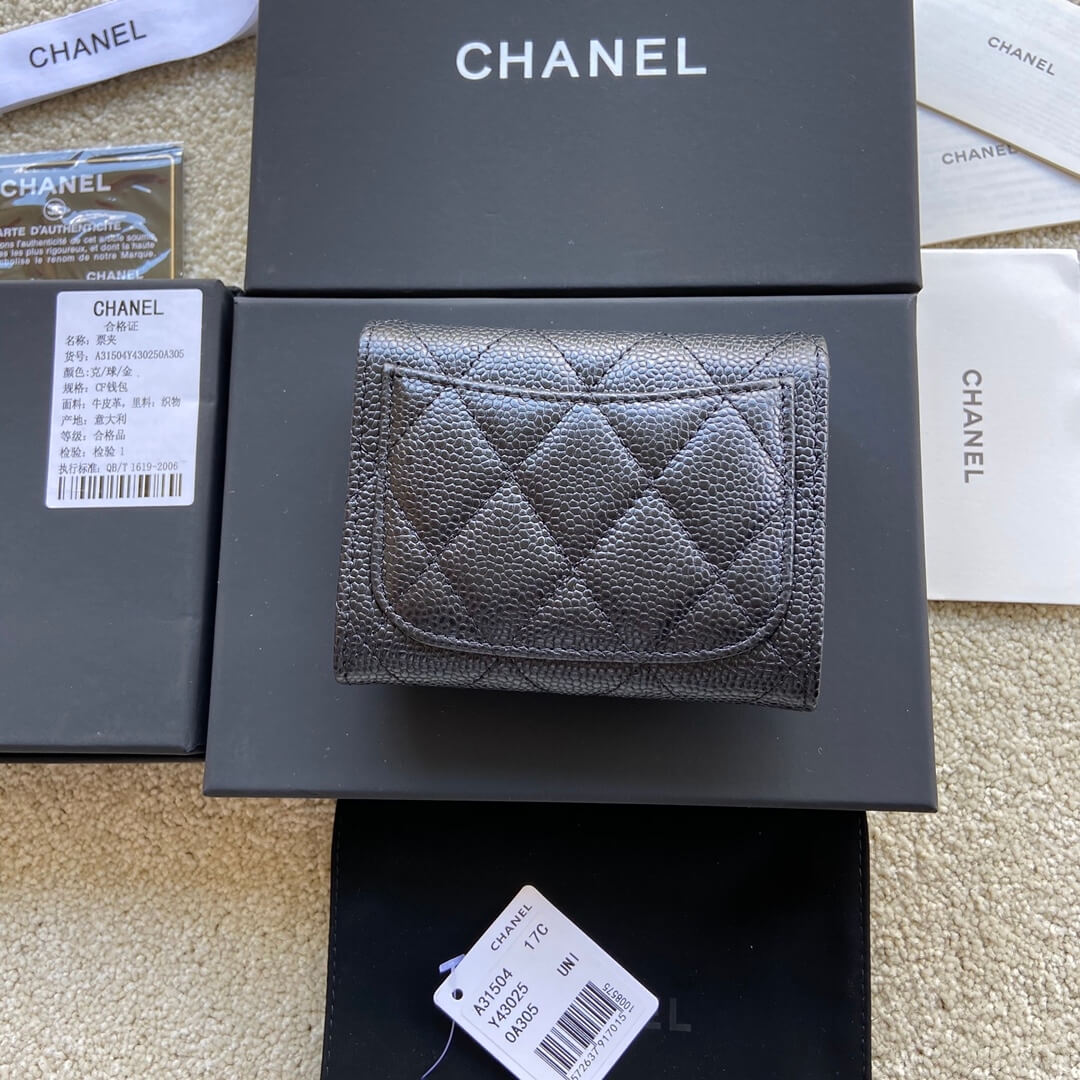 Ch*el classic small flap wallet