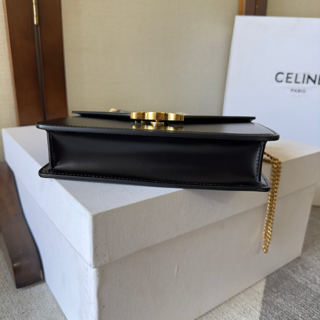 Ce**e margo shiny calfskin leather chain wallet