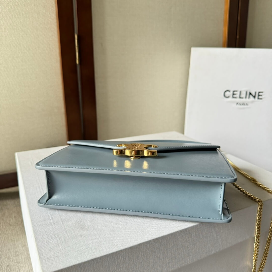 Ce**e margo shiny calfskin leather chain wallet
