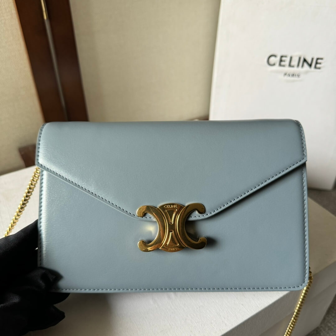 Ce**e margo shiny calfskin leather chain wallet