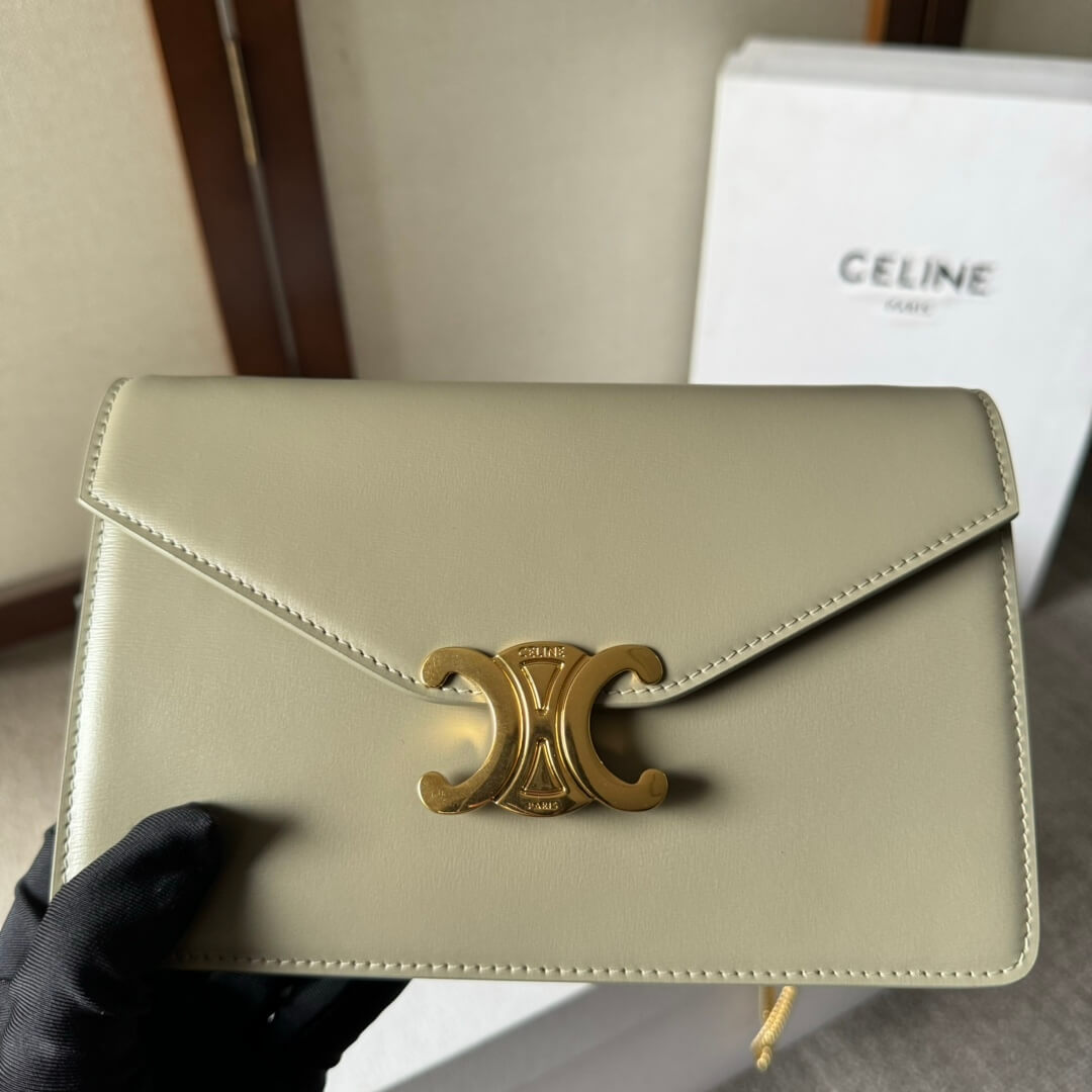 Ce**e margo shiny calfskin leather chain wallet