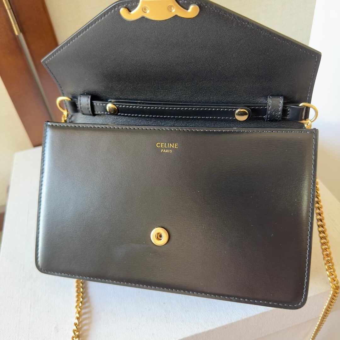 Ce**e margo shiny calfskin leather chain wallet