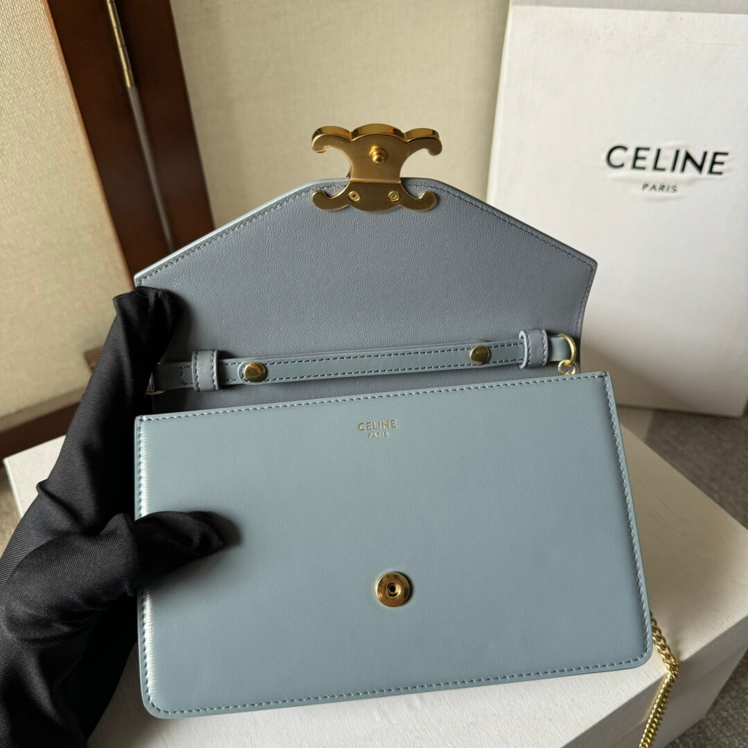 Ce**e margo shiny calfskin leather chain wallet