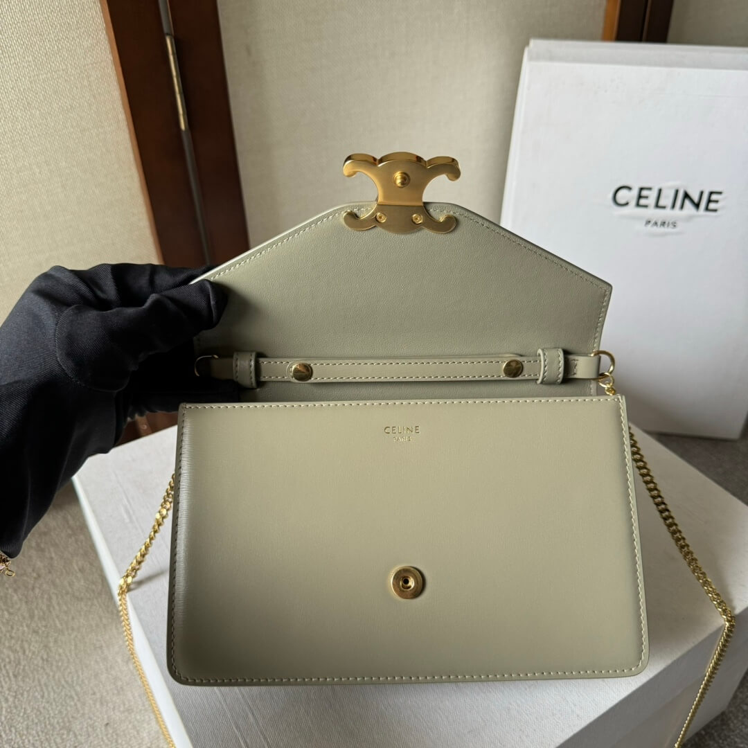 Ce**e margo shiny calfskin leather chain wallet