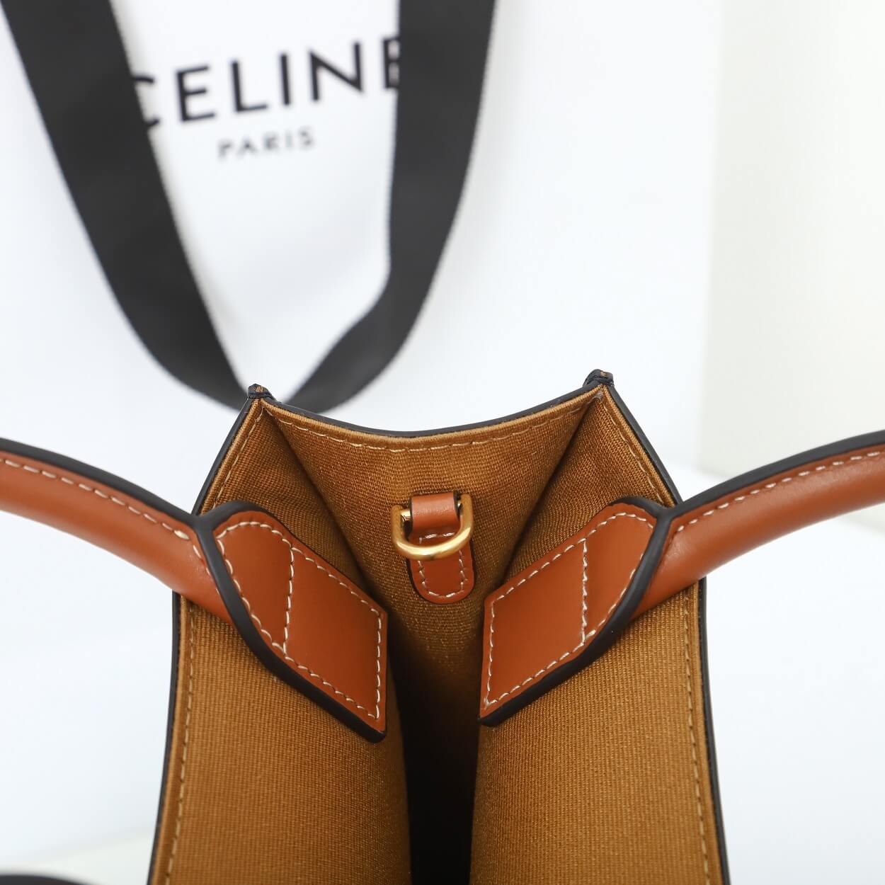 Ce**e mini vertical cabas bag in calfskin leather with logo and Ce**e print