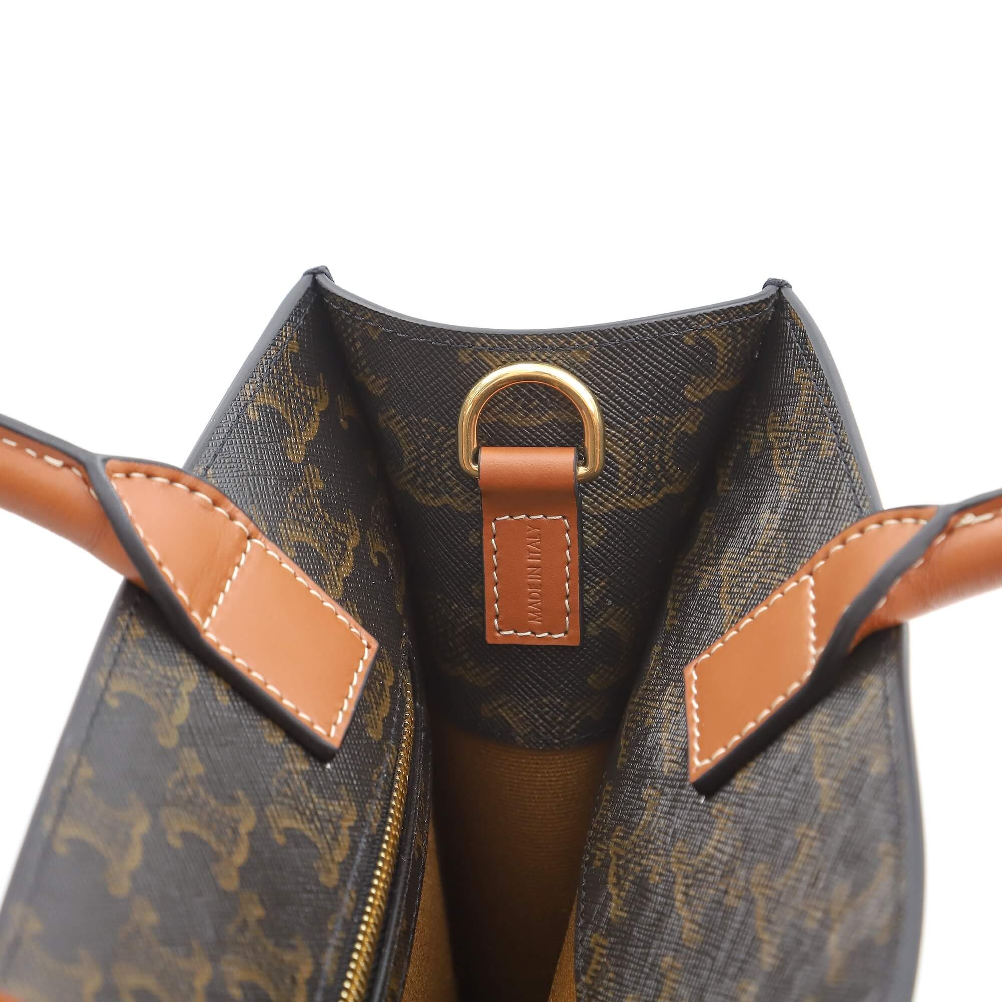 Ce**e vertical cabas bag in calfskin with logo print and Ce**e print