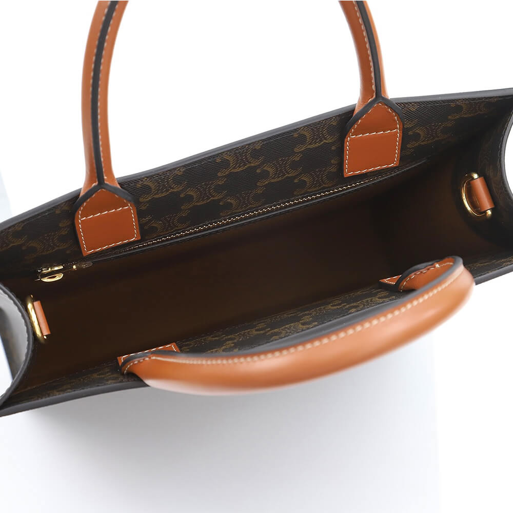 Ce**e vertical cabas bag in calfskin with logo print and Ce**e print